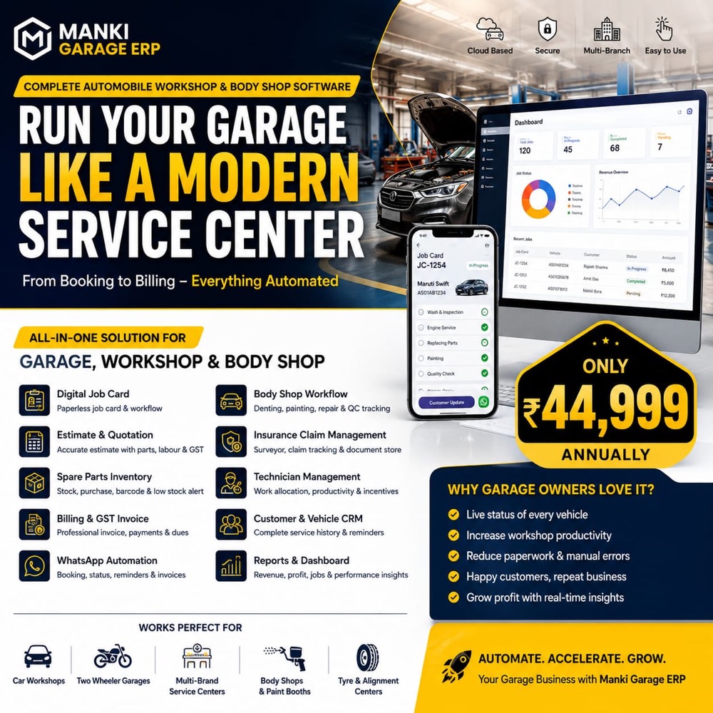 Manki Garage ERP — product overview